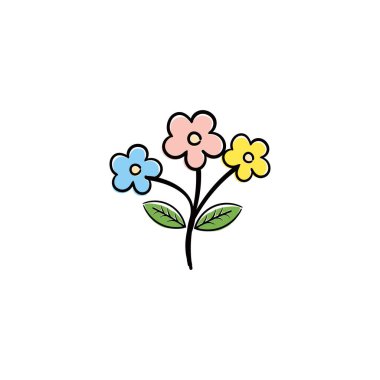 Düz biçim vektöründe renkli çiçekler