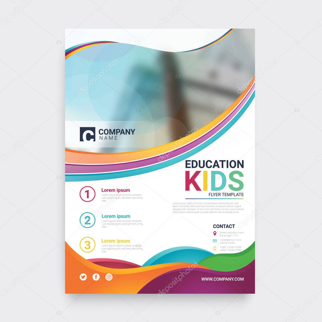 Education kids Flyer business template for cover brochure