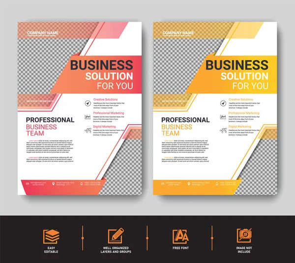 Geel Bedrijf Flyer Template Set Voor Cover Brochure Corporate — Stockvector