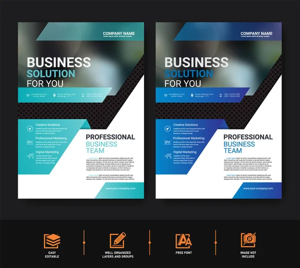 Moderne Blue Business Flyer Template Set Voor Cover Brochure Corporate — Stockvector