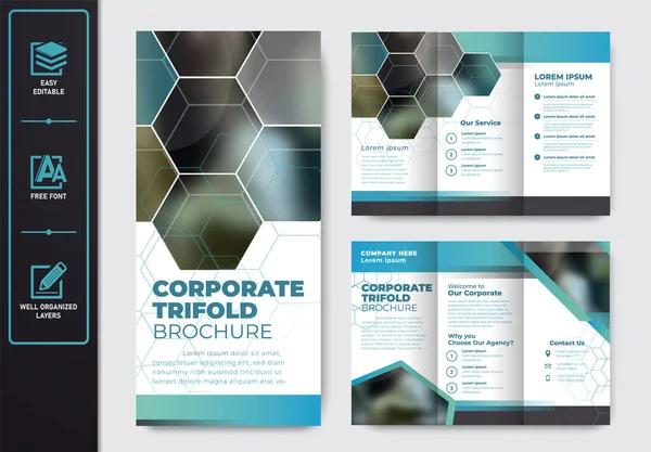 Samenvatting Driedelige Brochure Business Template — Stockvector