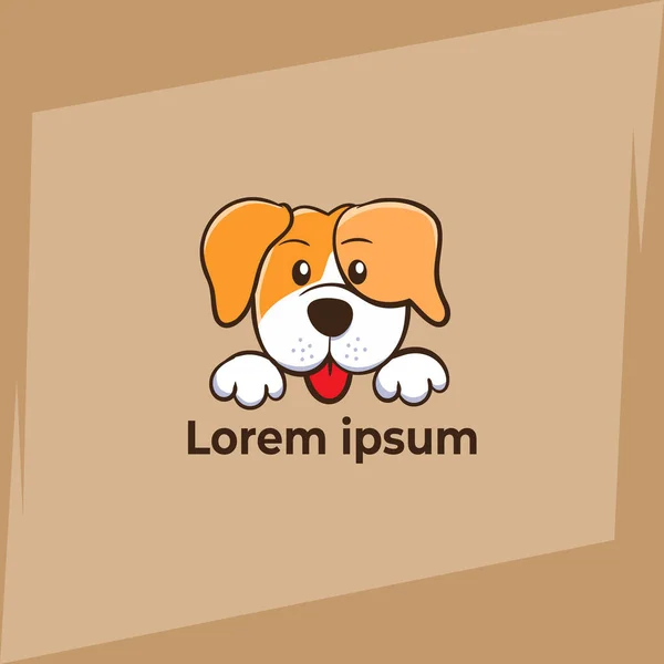 Leuke Hond Cartoon Logo Gelukkige Hond Met Tong Uitsteken Eenvoudige — Stockvector