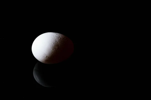 Uovo Bianco Isolato Con Suo Riflesso Sulla Superficie Uno Sfondo — Foto Stock