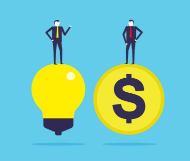 Ampul ve doların üzerinde duran iş adamları