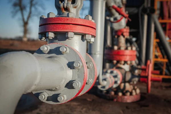 oil pump equipment, pipes, valves, close up