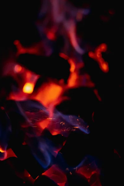 hot red coals among black ash, wallpapers for mobile devices, abstract