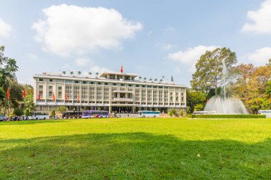 Ho Chi Minh Şehri / Vietnam - 3 Mart 2019: Birleşme Sarayı, daha önce Bağımsızlık. Vietnam Savaşı sırasında Güney Vietnam kabinesi tarafından karargah olarak kullanıldı..