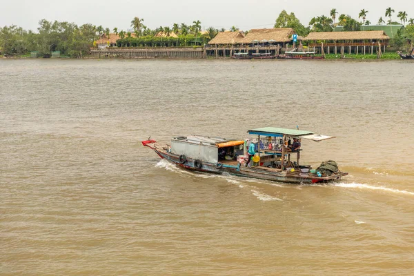 Rio Mekong Vietnã Março 2019 Pescadores Estão Pescando Delta Mekong — Fotografia de Stock