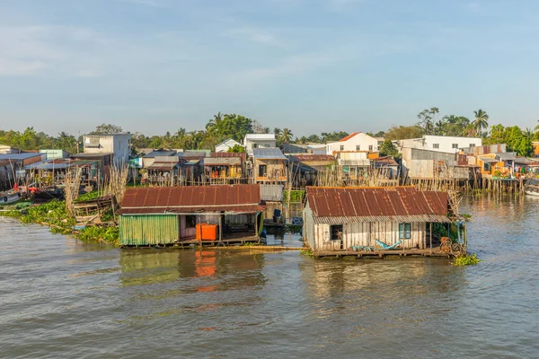 Een Huis Van Een Arme Visser Mekong Delta Morgen Hel — Stockfoto