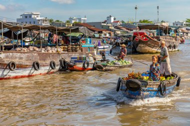 Can Tho / Vietnam - March 05 2019: Cai Rang floating market. clipart