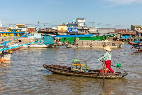 Can Tho Vietnam Marzo 2019 Mercado Flotante Cai Rang — Foto de Stock