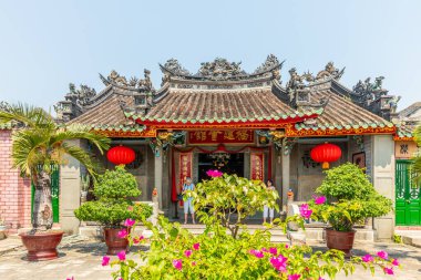 Hoi An / Vietnam - Mart 06: 2019: Phuc Kien (Fujian) Toplantı Salonu. Çin 'de yaşayan Fujian sakinlerinin Hoi An' da buluşup sosyalleşebilecekleri bir yer olarak yaratıldı..