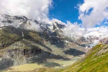 Pasterze Buzulu ve Grossglockner Dağı manzarası, Hohe Tauern Ulusal Parkı, Avusturya