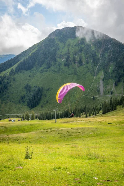 Westendorf Austria August 2019 Mountain Valley Paragliding Scene — Stock Photo, Image