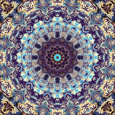 Soyut dijital fraktal model. Yuvarlak mandala dekoratif desen.