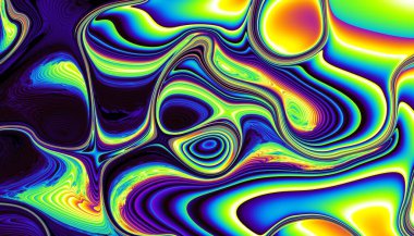 Soyut dijital fraktal model. Psikedelik dalgalı doku.