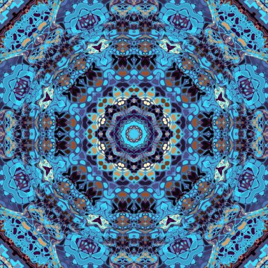 Soyut dijital fraktal model. Yuvarlak mandala dekoratif desen.