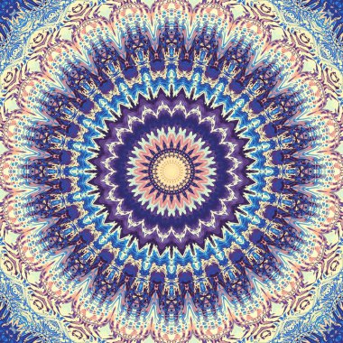 Soyut dijital fraktal model. Yuvarlak mandala dekoratif desen.