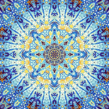 Soyut dijital fraktal model. Yuvarlak mandala dekoratif desen.