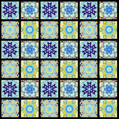 Karelerin soyut dekoratif desenleri. Mozaik sanat süsleme dokusu.