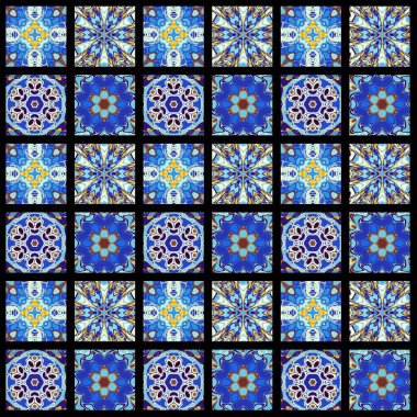 Karelerin soyut dekoratif desenleri. Mozaik sanat süsleme dokusu.