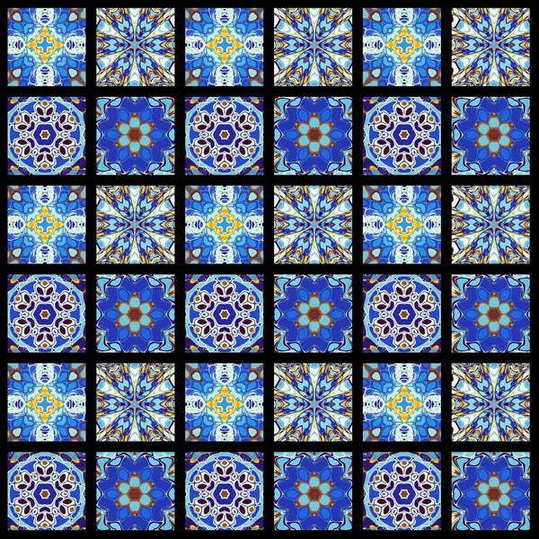 Padrão Decorativo Ornamental Abstrato Quadrados Arte Mosaica Textura Ornamental — Fotografia de Stock