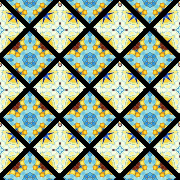 Padrão Decorativo Ornamental Abstrato Quadrados Arte Mosaica Textura Ornamental — Fotografia de Stock