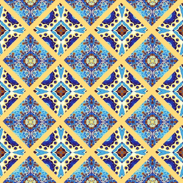 Padrão Decorativo Ornamental Abstrato Quadrados Arte Mosaica Textura Ornamental — Fotografia de Stock
