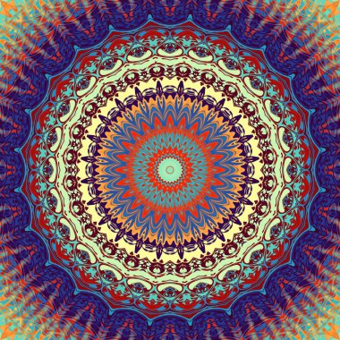 Soyut dijital fraktal model. Yuvarlak mandala dekoratif desen.