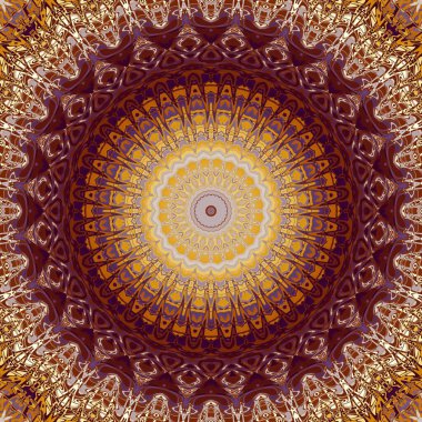 Soyut dijital fraktal model. Yuvarlak mandala dekoratif desen.