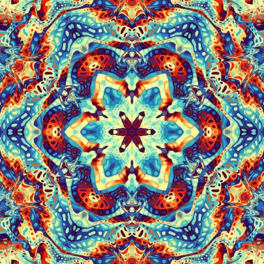 Soyut dijital fraktal model. Yuvarlak mandala dekoratif desen.