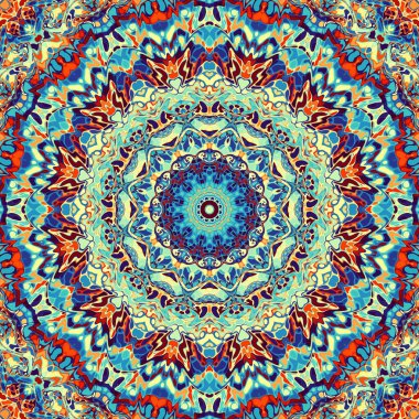 Soyut dijital fraktal model. Yuvarlak mandala dekoratif desen.