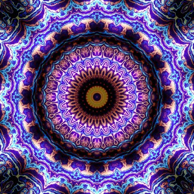 Soyut dijital fraktal model. Yuvarlak mandala dekoratif desen.