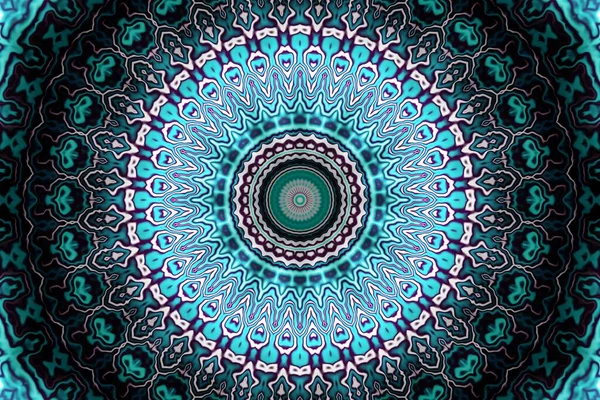 Abstract Digitaal Geometrisch Patroon Horizontale Oriëntatie Ronde Mandala Decoratieve Ornament — Stockfoto