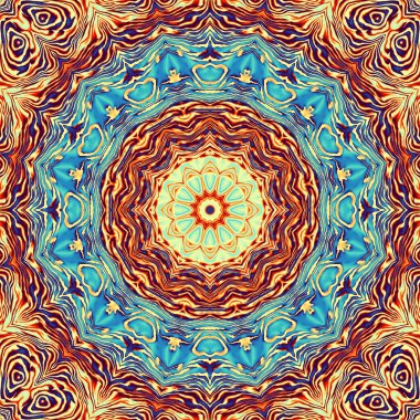 Soyut dijital fraktal model. Yuvarlak mandala dekoratif desen.