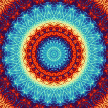 Soyut dijital fraktal model. Yuvarlak mandala dekoratif desen.