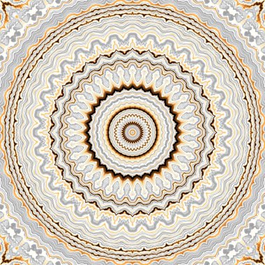 Soyut dijital fraktal model. Yuvarlak mandala dekoratif desen.