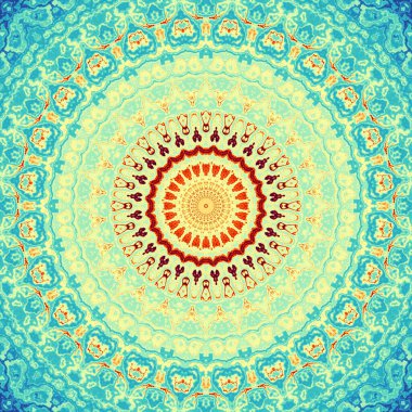 Soyut dijital fraktal model. Yuvarlak mandala dekoratif desen.