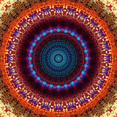 Soyut dijital fraktal model. Yuvarlak mandala dekoratif desen.