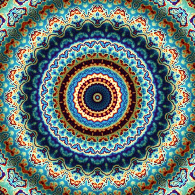Soyut dijital fraktal model. Yuvarlak mandala dekoratif desen.