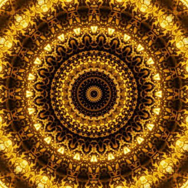 Soyut dijital fraktal model. Yuvarlak mandala dekoratif desen.