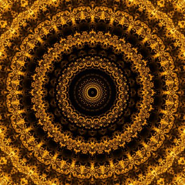 Soyut dijital fraktal model. Yuvarlak mandala dekoratif desen.