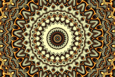 Soyut dijital fraktal model. Yuvarlak mandala dekoratif desen.