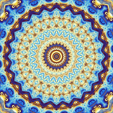 Soyut dijital fraktal model. Yuvarlak mandala dekoratif desen.