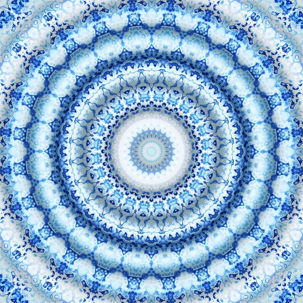 Soyut Dijital Fraktal Model Yuvarlak Mandala Dekoratif Desen Beyaz Açık — Stok fotoğraf