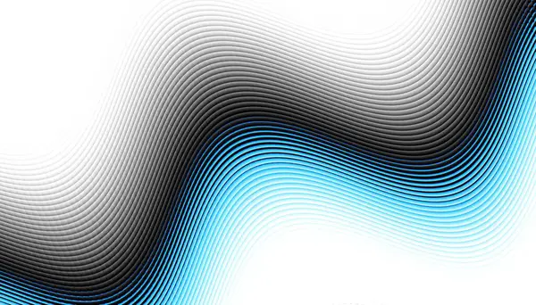 Abstract Digital Fractal Pattern Horizontal Orientation Expressive Curved Blue Lines — Stock Photo, Image