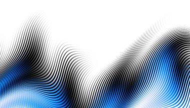 Soyut dijital fraktal model. Yatay oryantasyon. Beyaz arkaplanda çarpık mavi çizgiler.