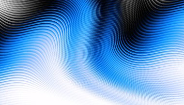 Soyut dijital fraktal model. Yatay oryantasyon. Beyaz arkaplanda çarpık mavi çizgiler.