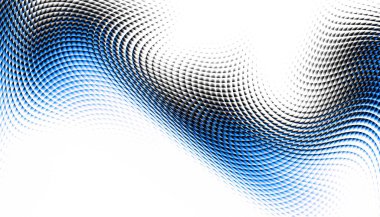 Soyut dijital fraktal model. Yatay oryantasyon. Beyaz arkaplanda çarpık mavi çizgiler.