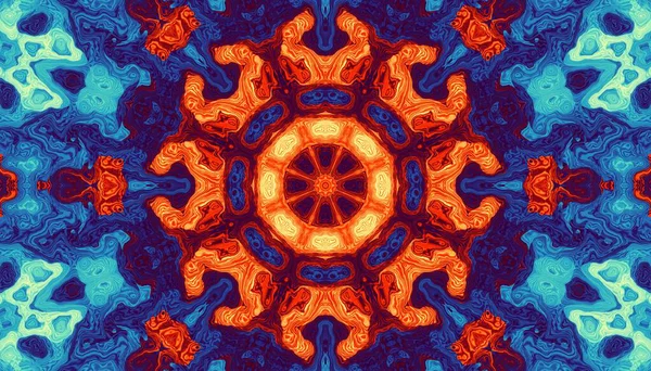 Abstract Digitaal Fractal Patroon Ronde Mandala Decoratieve Ornament Patroon — Stockfoto